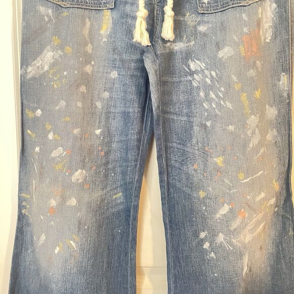 Rugby Ralph Lauren paint splatter artist painter Artsy  Utility Flare jeans 27 - Picture 3 of 6